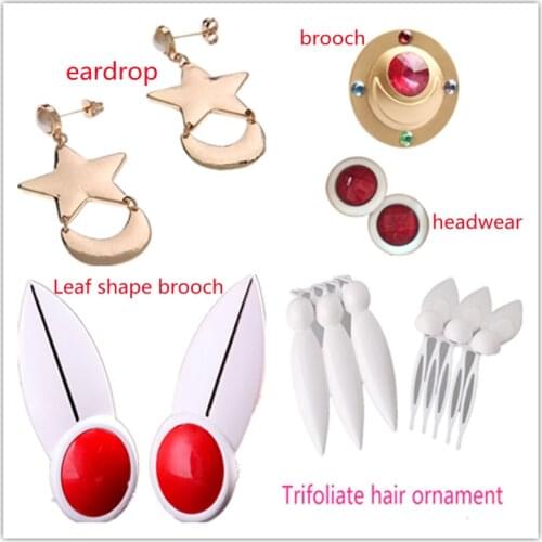 Anime Cosplay Sailor Stars Tsukino Usagi Accessories Golden Eardrop Brooch White headwear Cosplay Halloween