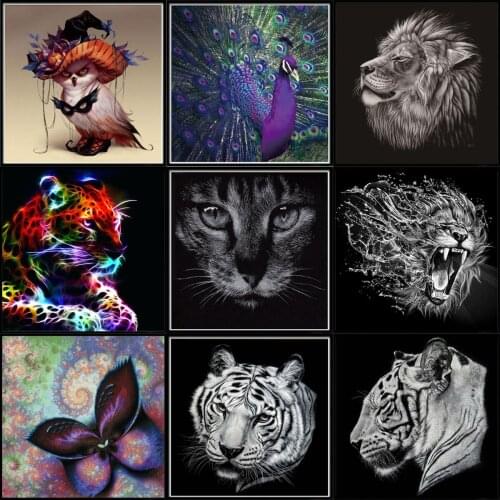 5d Diamond Painting Diy Cartoon Animal Imitation Diamond Cross Stitch Kit Round Rhinestone Home Decoration Accessory Set Gift