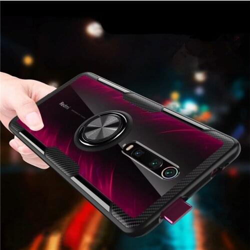 For Xiaomi Mi9T Mi 9T Pro Case Magnetic Ring Transparent Tempered Glass Back Cover for Redmi K20 Pro Car holder Stand Cases