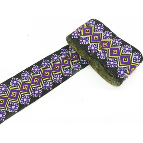 High quality 6.5cmx8YD RNoble elegant purple daisies National wind embroidery Woven Jacquard Ribbon DIY Accessories lace trim