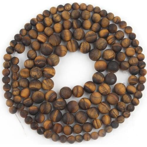 4-10mm Dull Polish Matte Yellow Tiger eye Stone Round Loose Beads For Jewelry Making Diy Bracelet Necklace Accessories 15 Inch