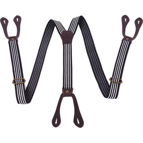 Fashionable Button Strap Striped Pure Color Men Extended Belt Suspender Shirt Garters For Men 1pcs