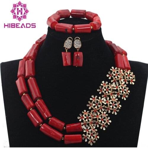 Fashionable Real Red Coral African Beads Jewelry Sets Brides Wine Red Coral Costume Jewellery Set for Women Hot CNR730