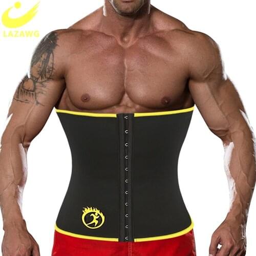 LAZAWG Mens Neoprene Waist Trainer Sauna Sweat Slimming Body Shaper Tummy Slimming Corsets Burner Shapewear Weight Loss Belt