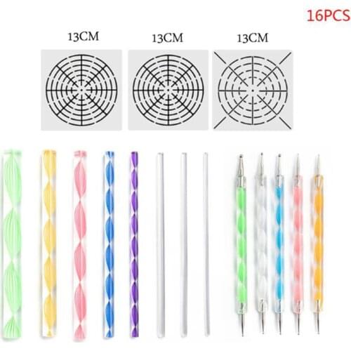 16pcs/set Mandala Dotting Tools Kit for Painting Rock Stone Pottery Acrylic Rods Sculpture Stencil