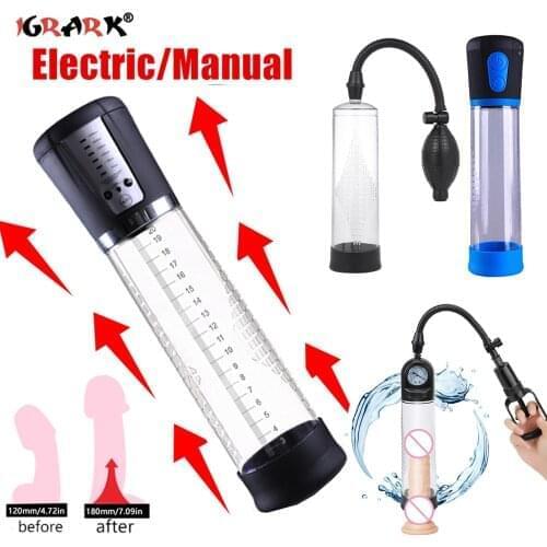 Penis Pump Vibrator Enlargerment Vacuum Pump Erection Electric Automatic Penis Enlargement Cock Extender Adult Sex Toys For Men