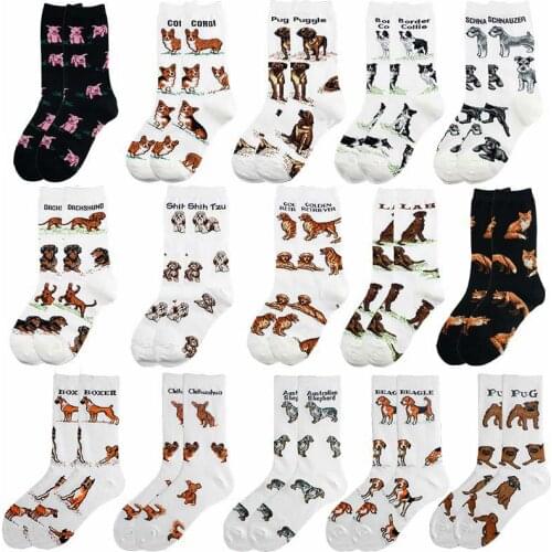 2020 Hot Popular Pet Animal Dog Cotton Casual Socks Women Men Streetwear Funny White Black Socks Short Happy Socks Dropshopping