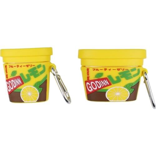 New 3D Cartoon Lemon Tea Bottle Design Earphone Cases with Keychain for Airpods Pro Jelly Drinks Covers for Airpods 1/2 Shell