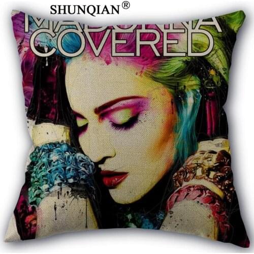 New Linen Cotton Pillowcase Madonna Printed Pillow Cover Home Textiles Decorative Pillowcase Customize Gift 45x45cm one side