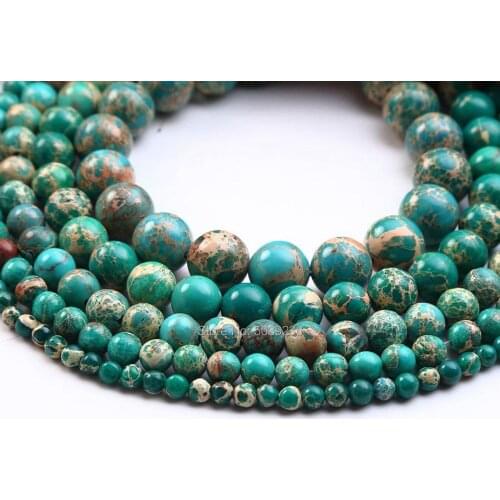 Bulk Wholesale Green Sea Sediment Jaspers Natural Stone Round Loose Beads for Jewelry Making 4-12mm Pick Size DIY Bracelet