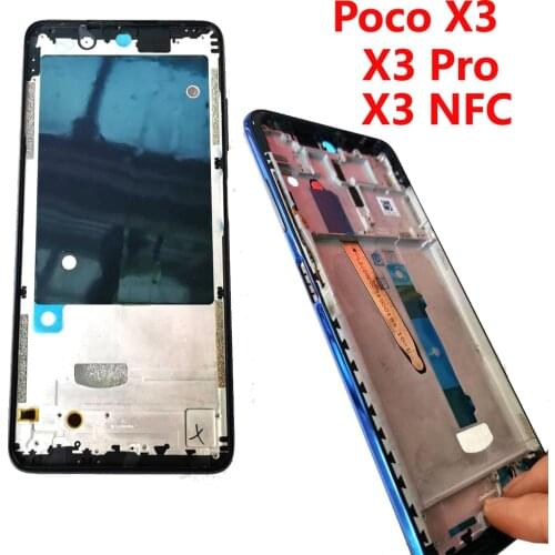 Original For Xiaomi Poco X3 NFC Middle Frame Plate Housing Bezel For Poco X3, X3 Pro Faceplate Bezel LCD Supporting Front Frame
