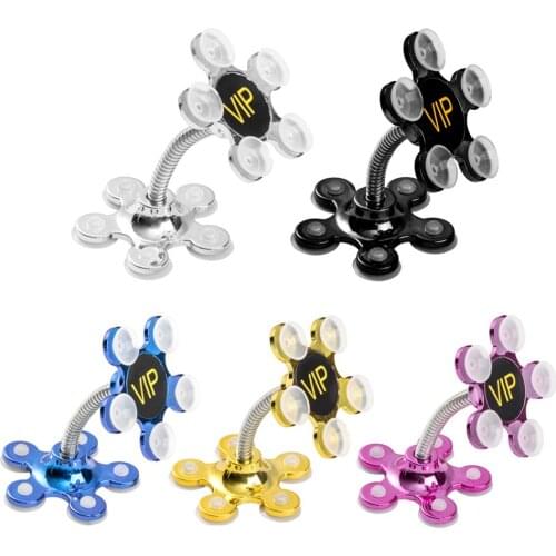 Sucker Stand for Cell Phone Tablets 360 Degree Rotatable Support Metal Flower Suction Cup Mobile Phone Holder Car Mount Bracket