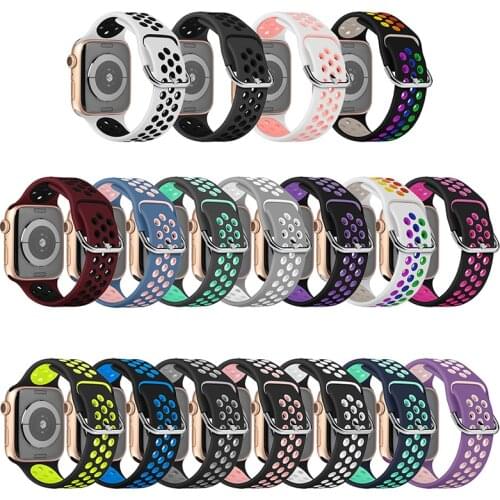 Silicone Strap for apple watch band 44mm 42mm 40mm 38mm Breathable Wrist Belt Sport Bracelet iwatch series 6 5 4 3 4 2 1 SE band