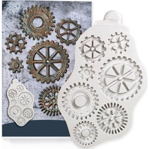 Retro Gear Silicone Mold DIY Fondant Cake Chocolate Decoration, Clay, Resin, Aroma Wax and Other Jewelry Accessories Tools