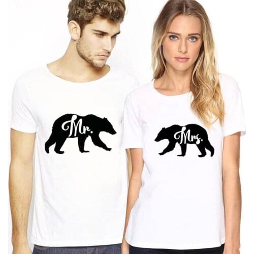 Short Sleeve Loose T-shirt Fashion Tee Shirt Summer New Couple T-shirt for Lovers Printing Bear Funny T Shirt for Women and Men