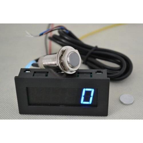 Tachometer RPM Speed 5-9999RPM Digital LED Tacho Gauge Meter 12v car + Hall Proximity Switch Sensor + Magnet blue