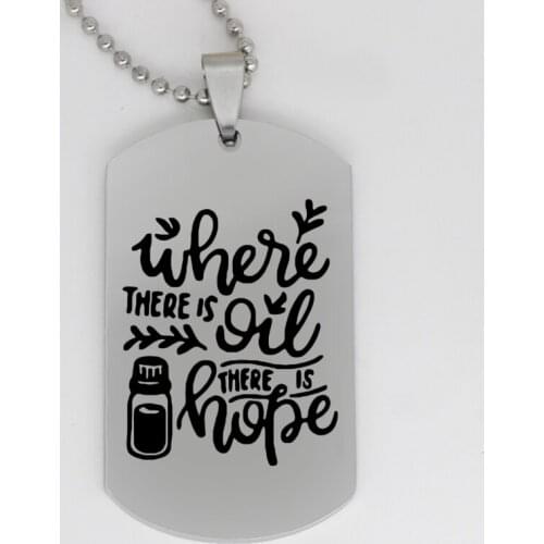 Ufine jewelry inspirational gift pendant army card Where There is Oil There is Hope stainless steel customed necklace N4313