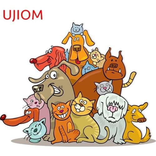 UJIOM Cats and Dogs Door Sticker Home Decoration Bedroom Living Room Decorations Moisture Proof Wall Stickers Wallpaper