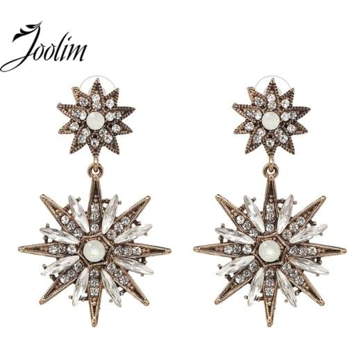 JOOLIM Vintage Crystal Starburst Dangle Earring Luxury Party Earring