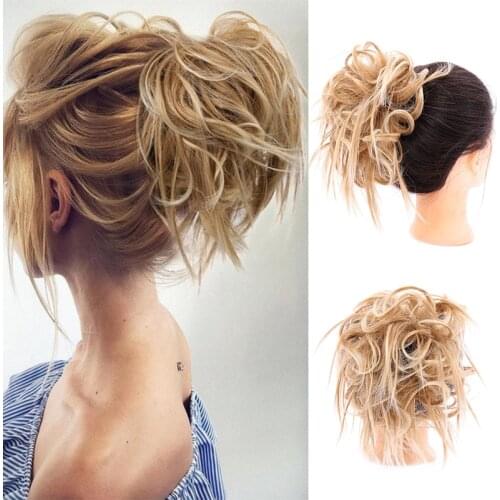 Messy synthetic hair bun long hair stretch lace hair band headband elastic bandage wig