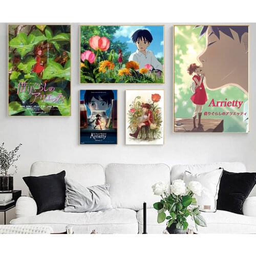 Japanese anime Arrietty Movie Wall Stickers White Coated Paper Prints High Definition Livingroom Bedroom Bar Home Art Brand