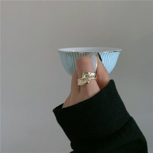 Japanese And Korean Metal Concave Convex Texture Tin Foil Ring Retro INS Irregular Fashion Ring Personality Ring Female