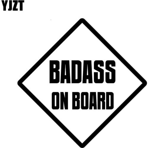 YJZT 13CM*13CM BADASS ON BOARD Sticker Vinyl Decal Car Funny Black/Silver C10-00545