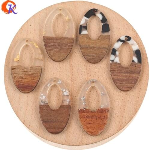 Cordial Design 40Pcs 21*37MM Jewelry Accessories/Natural Wood & Resin/Oval Shape/Earring Findings/Hand Made/DIY Earrings Making
