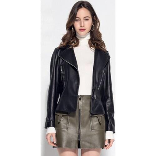 2020 New Women Genuine Leather Jacket Korean Real Sheepskin Coat Short Motorcycle Biker Jacket jaqueta de couro F1126 KJ5205