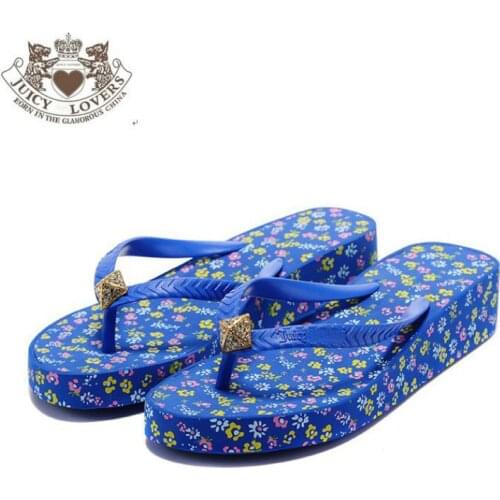 Free Shipping JUICY LOVERS Brand Casual Summer Slippers Flat Beach Slipper Sandals Mini Flowers Sportswear Women Flip Flops