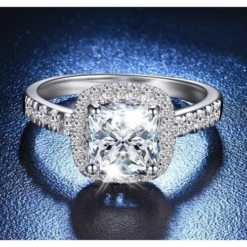 Sterling Silver 925 Square Ring Women Original Design Sweet Romantic Luxury Exquisite Engagement Wedding Party Fine Jewelry Gift