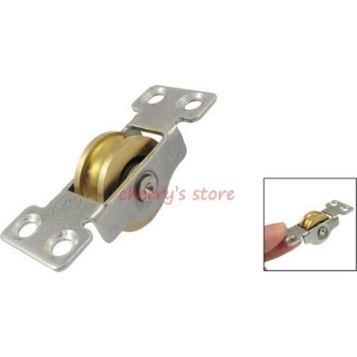 Gold Tone Metal Single Roller Wheel Double Bearings Window Sash Pulley 5 Pcs