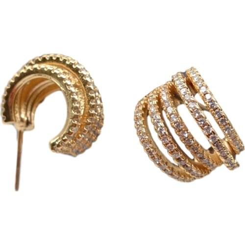 Link Chain Cubic Zirconia Statement Big Hoop Earrings Round Circle Hoop Earrings