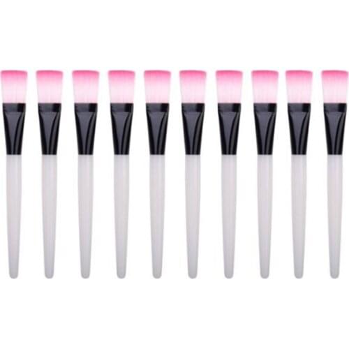 10pcs Skin Face Care Makeup Tool White Handle Pink synthetic hair Facial Mud Mask Applicator Brush