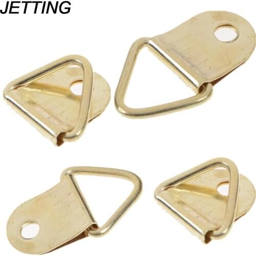 10pcs D Ring Universal Strong Golden Decor Picture Frames Hanger Hooks Hanging angle Screws Helper