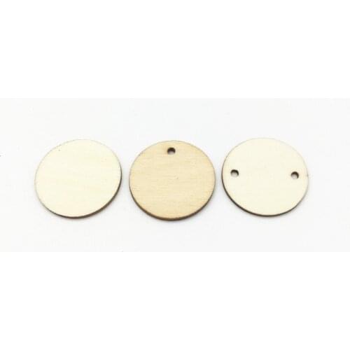100pcs 25mm 1 inch Blank Wood Circle Coins Pendants Round Wooden Disks Slices With Holes Favor Tags Pendant Embellishments