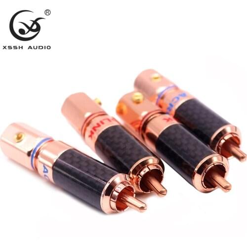 4pcs Price YIVO OEM ODM Wholesales HIFI DIY Brass Plated red copper Audio Video RCA Plug Connector