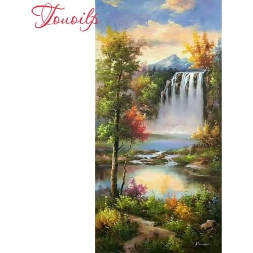5D DIY spuare&round tree Diamond Painting forest waterfall view 5d Diamond Painting Cross Stitch Needlework Home Decorative