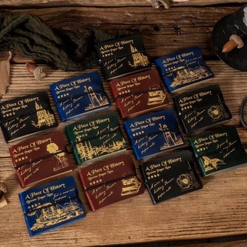50Pcs Vintage Leather Kraft Paper Memo Pad Material Book Decoration Labels Scrapbooking Art Project