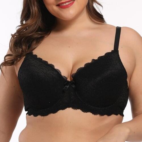 Sexy Lace Women Bras Underwired Support Underwear Thin Padded Push Up Brassiere Breathable Floral Lingerie Fashion Bralette 50A