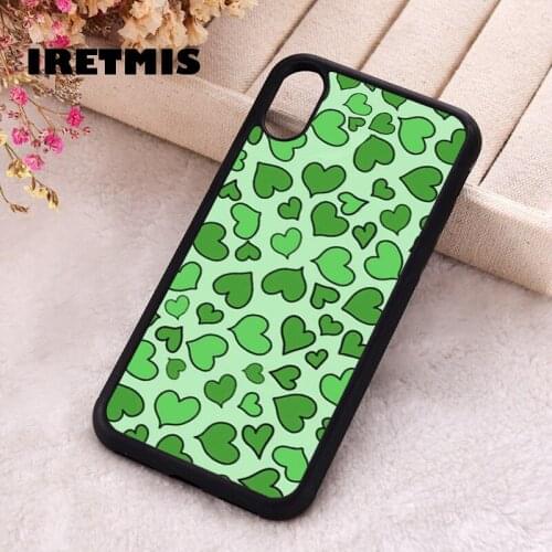 Iretmis 5 5S SE 2020 Phone Cover Case for iPhone 6 6S 7 8 Plus X Xs XR 11 12 Mini Pro Max Silicone TPU Heart green