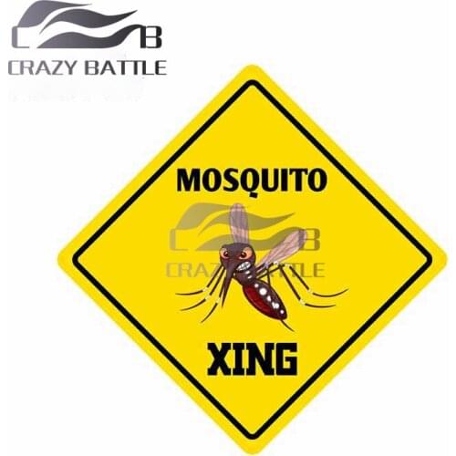 Crazy Battle 13cm x 13cm Mosquito Crossing Car Stickers Cartoon Decal Fashion Decals Car Accessories Suitable for VAN RV