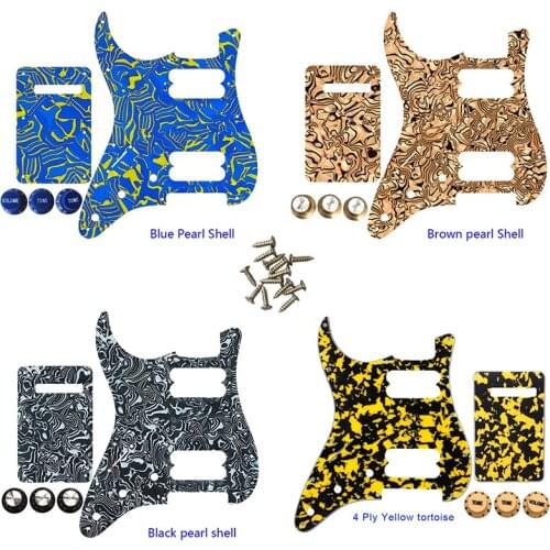 Guitar Parts - For US Left Handed 11 Screw Hole Standard Strat HH Player Humbucker Guitar Pickguard & Back Plate & Control Knob