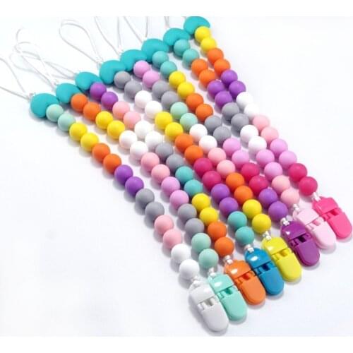 Baby Nursing Accessories Pacifier Clip Chain 1pc Food Grade Silicone Beads Teething Pacifier Holder Dummy Clip Baby Teether Toy