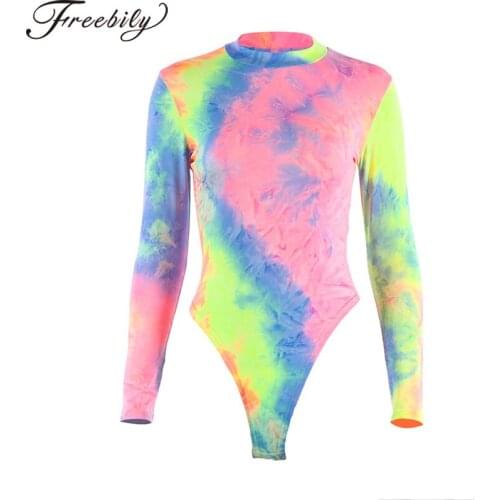 Women Gymnastics Leotards Sports Yoga Dance Jumpsuits Bodysuit Tie Dye Print High Cut Fitness Long Sleeve Open Crotch Body suits