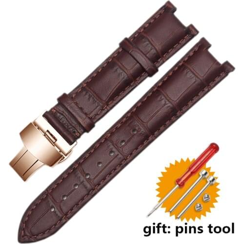 Echt lederen horlogeband voor GC polsband 22*13mm 20*11mm Notched band withstainless staal vlinder gesp
