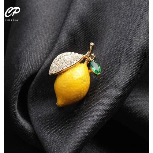 Enamel Yellow Lemon Brooches For Women Wedding Party Orange Causal Brooch Pins Gifts