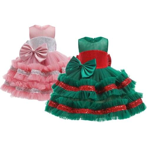 Good Quality Christmas Girls Dress Sleeveless Bow Little Princess Dresses For Birthday Party 1 2 3 4 5 Years Old Cosplay Costume