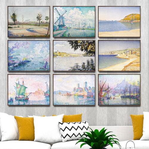 Canvas Pictures Home Decor Paintings Wall Art Prints French Paul Signac Landscape Nordic Creative Poster Modular For Living Room