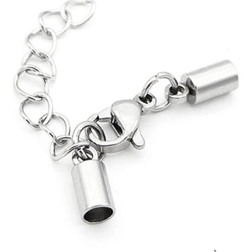 10pcs Stainless Steel End Caps Clasps Hooks Cord Extended Extension Chains Connectors for DIY Jewelry Making